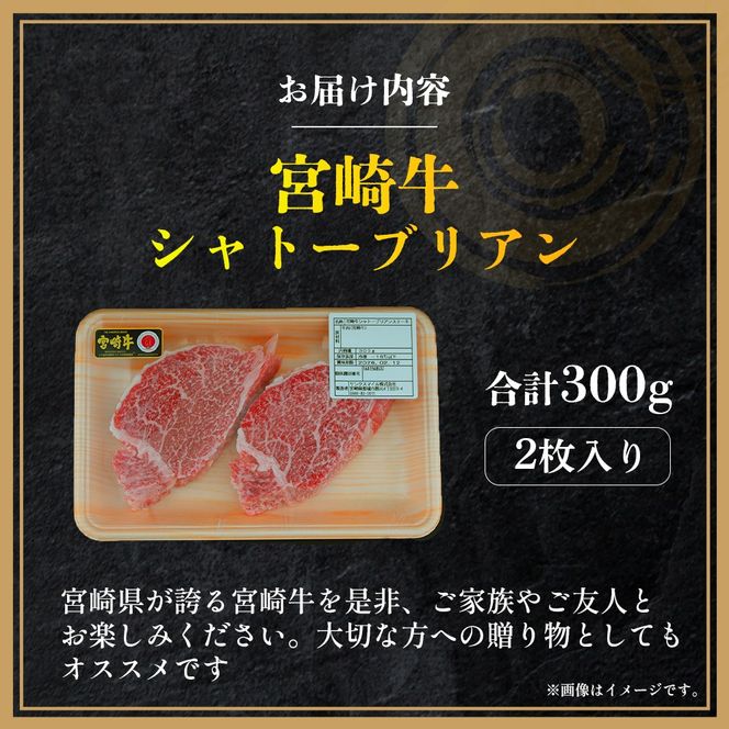 【A4等級以上】宮崎牛シャトーブリアン 2枚 計300g（内閣総理大臣賞 A4 A5 宮崎牛 牛肉 黒毛和牛 赤身 希少部位 焼肉 ステーキ）