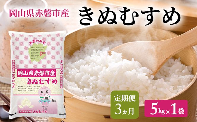 米 2025年産 定期便 3ヵ月 きぬむすめ 5kg 1袋 岡山県赤磐市産 精米 白米 こめ お米 特Aランク 3回