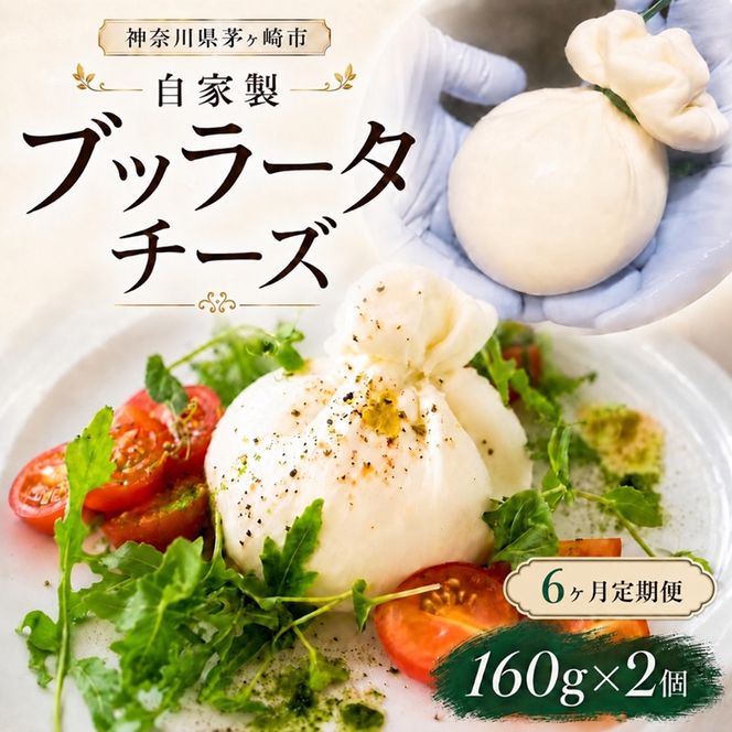 6ヶ月定期便 自家製チーズ ブッラータチーズ160g 2個 出来立て 神奈川県産 幻のチーズ ブッラータ 手作り Osteria e Bottega S 神奈川県 湘南 茅ケ崎 フレッシュチーズ おつまみ ピザ 神奈川県 茅ヶ崎市