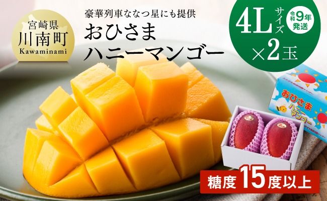 マンゴー 【令和9年発送】宮崎県産完熟マンゴー「おひさまハニーマンゴー」4L×2玉 【 果物 フルーツ マンゴー 宮崎県産 完熟マンゴー みやざきマンゴー 先行予約 数量限定 期間限定 】[B03302]