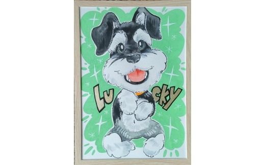 似顔絵ギフト～A4 １名様～「額付き」「手描き水彩画」 イラスト にがおえ 手書き 水彩画 絵の具 絵 飾り 誕生日 七五三 ペット 犬 猫 結婚 記念日 ギフト 贈り物 プレゼント H201-004
