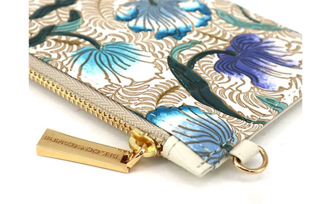 【文庫屋大関】すっきりカードケース　ノースガーデン＜ターコイズ＞【皮革工芸品】 ファッション小物 雑貨 フラグメントケース 小銭入れ付き 収納 スマート 日本製 