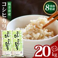 【先行予約】【9月中旬以降より順次発送】R8年産取手市産コシヒカリ 玄米20kg（5kg×4袋）|お米 米 こしひかり コシヒカリ 玄米 茨城県 取手市（BS015-R8）