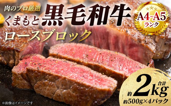 【A4～A5ランク】 くまもと黒毛和牛 ロース ブロック 約2kg （約500g×4パック） 和牛 牛肉 お肉 ロース 黒毛和牛 冷凍 焼肉 BBQ おかず ギフト 熊本県 八代市