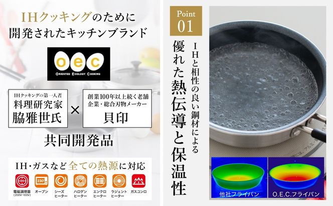 貝印 料理研究家 脇雅世監修 o.e.c ミニマ 片手鍋 15cm ガラス蓋付 2点セット 000DY5207 OEC オーイーシー IH ガスコンロ オーブン 対応 関市 キッチンツール 料理 おしゃれ 便利 なべ ナベ ふた フタ