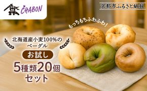 【CHABON】北海道産小麦100%のベーグル バラエティ20個詰め合わせ (15種＋ランダム5種)｜京都 人気ベーカリー ベーグル おすすめセット [ 人気のベーグル食べ比べ 自家製 焼きたて グルメ 朝食 おやつ パン お取り寄せ 通販 送料無料 ふるさと納税 ] 261009_A-ABF009