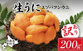 【ミョウバン不使用】無添加 エゾバフンウニ 塩水パック 200g｜濃厚な甘み 鮮度抜群 生うに 雲丹 高級 おつまみ ふるさと納税 北海道 登別市
