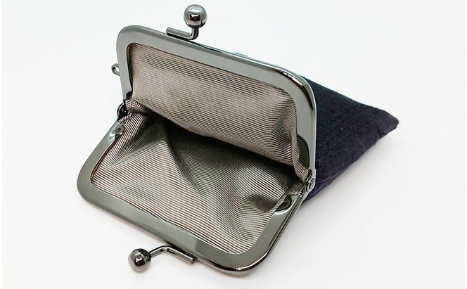 がま口ポーチS ぜんまい紬 濃紫 ファッション小物 財布 ファッション 