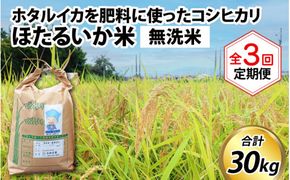 ほたるいか米（無洗米10kg）×3回 計30kg【3ヶ月定期便】