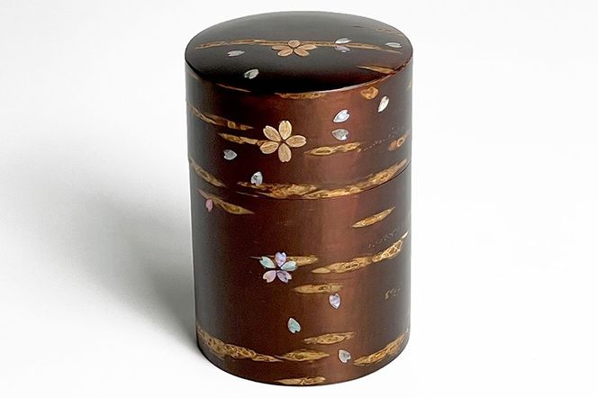 角館樺細工《冨岡商店》総皮茶筒大（ラデン桜）桐箱入り 角館工芸協同組合|02_kdk-105701