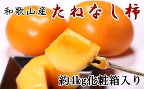 【厳選・産直】和歌山産のたねなし柿2L～4Lサイズ約4kg（化粧箱入り）