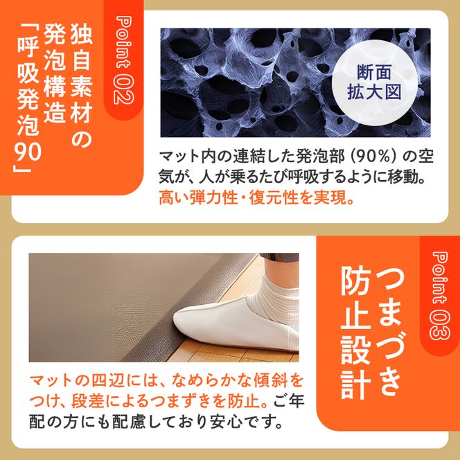 [ ドクターマット S・107cm・キャロット ] キッチンマット 厚手 体圧分散 抗菌 拭ける キッチン用品 お手入れ簡単 アサヒ軽金属