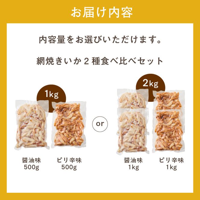 【道水】皮無し網焼きいか2種食べ比べセット 北海道直送_HD108-025