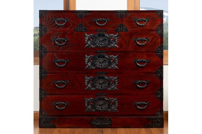 仙台箪笥 三.五尺七ツ抽箪笥 拭き漆塗り (申込書返送後、1ヶ月～6ヶ月程度でお届け)|06_kyk-090301