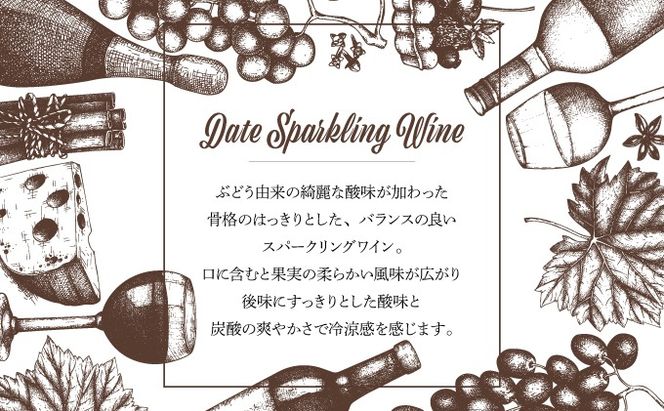 北海道 伊達スパークリングワイン 750ml 1本 2024年産 限定醸造 スパークリングワイン ワイン 葡萄 ぶどう ブドウ 醸造 ヴィンテージ 白ワイン お酒 酒 アルコール 発泡酒 シャルドネ ピノ・ノワール 晩酌