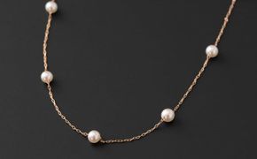 【真珠】【華奢可愛い♪】4mm アコヤ真珠ベビーのステーションネックレス