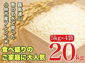【生活応援米】湧水で育った小林市産ブレンド米 20kg（5kg×4袋 お米 米 ブレンド米 白米 精米 家庭用）