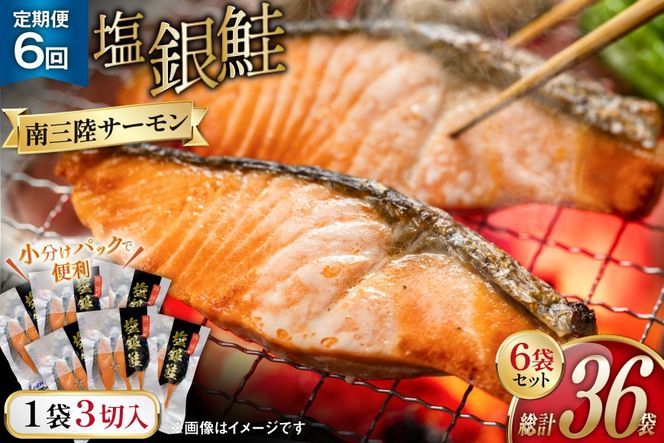 6回 定期便 鮭 切り身 塩銀鮭パック 3切 ×6袋 ×6回 総計36袋 [たみこの海パック 宮城県 南三陸町 m304amh560058] サーモン 銀鮭 塩銀鮭 シャケ 切身 さけ サケ 国産 小分け 個包装 冷凍