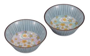 九谷焼　 4.5号ペア鉢　曲水花　a01 食器 キッチン雑貨 キッチンアイテム 雑貨 お皿 食卓 テーブルコーディネート 盛り付け 