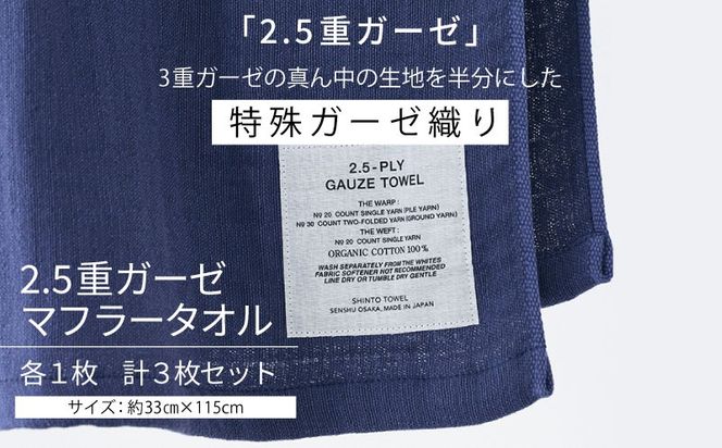 TST0009 【高島屋選定品】SHINTO TOWEL 2.5重ガーゼ マフラー セット 計3枚