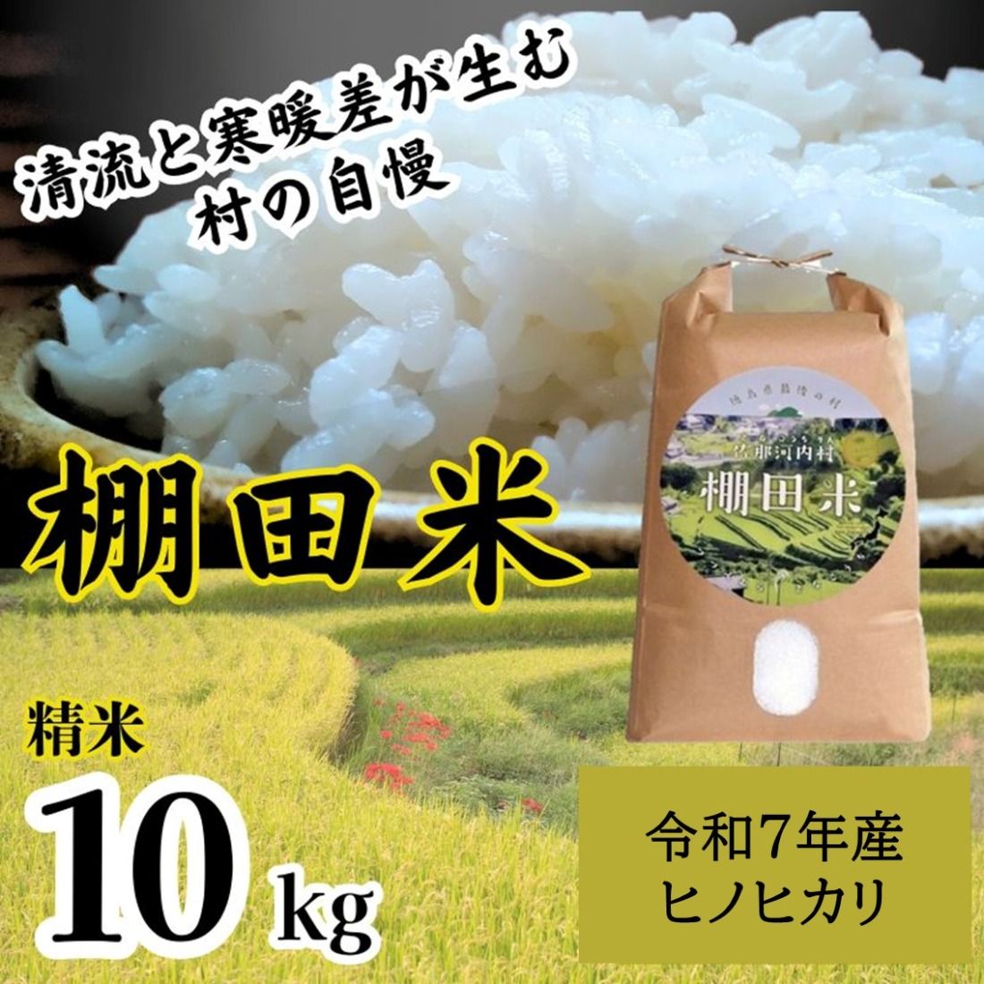 [CF]"清流と寒暖差が生む“村自慢の「棚田米」10kg [10月上旬-10月末頃発送] ※袋パッケージが変更になる可能性がございます [佐那河内 さなごうち 徳島 新米 ひのひかり ヒノヒカリ 10キロ 弁当 令和7年 棚田 精米 お米 2025年 白米 ごはん]---sanagouchi_lcl_16_10kg---