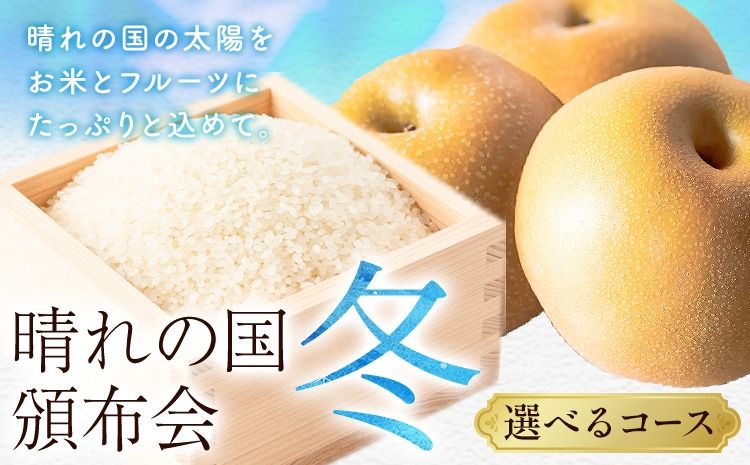晴れの国頒布会 冬 選べる お届けコース 無洗米 5kg 10kg 20kg 梨 1.8kg 2.5kg 4kg [ページ内記載の時期に発送]岡山県 笠岡市 フルーツ 旬 果物 ナシ コメ お取り寄せ---kasaoka_zsytei_370_o1---