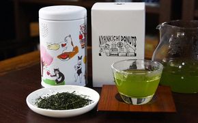 ネコ缶とほっこりお茶セット（京都深蒸し茶入）〈お茶 茶 煎茶 緑茶 深むし 深蒸し茶 京都 缶 ネコ 猫 茶筒 お茶缶 飲料 保存缶〉 加工食品 