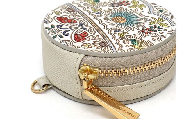 【文庫屋大関】マカロンポーチ 茉莉花＜翡翠＞【皮革工芸品】 ポーチ ミニポーチ 小物入れ アクセサリー入れ イヤホン入れ 収納 保管ケース 手のひらサイズ  本革 革 皮革 工芸品 工芸 雑貨 ギフト プレゼント 日本製 東京