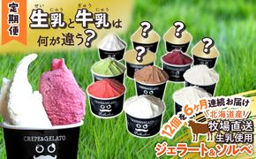＜6ヶ月定期便＞北海道産 生乳 ジェラート アイス 毎月12個  詰め合わせ ジェラートセット
