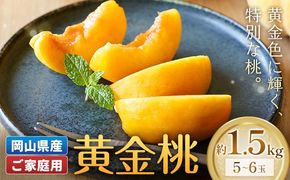 【2027年発送先行予約】ご家庭用 岡山県産 黄金桃 約1.5kg 5～6玉 晴れの国おかやま館 (つむぐ株式会社) 《2027年8月下旬-9月上旬頃出荷》岡山県 笠岡市 フルーツ 果物 果実 訳あり 桃 黄桃 もも モモ【配送不可地域：離島】---H-108---