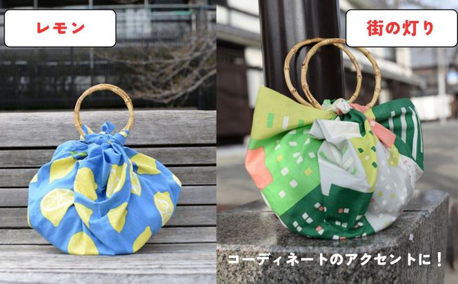【馬場染工場】風呂敷 2種セット(レモン＆街の灯り) ｜京都 日常使い おしゃれ風呂敷［ 老舗の染工場 合掌造り 型染め ふろしき Marble.coコラボ 人気 おすすめ ギフト プレゼント お取り寄せ 通販 送料無料 ふるさと納税 ］ 261009_B-YC03