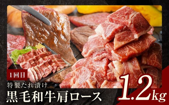 mrzZ009 焼肉定期便 総量3.4kg（肩ロース／牛タン／牛ハラミ）全3回 丸善味わい加工【毎月発送コース】