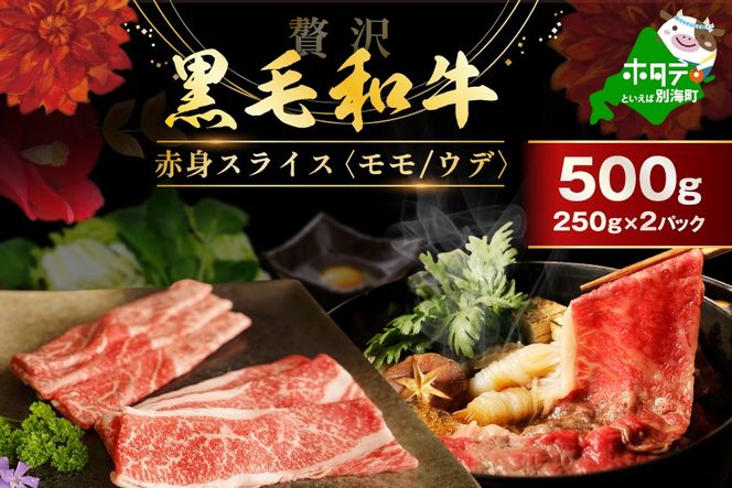 黒毛和牛 赤身肉スライス（モモ ウデ） 500g（250g×2パック）FF0000063