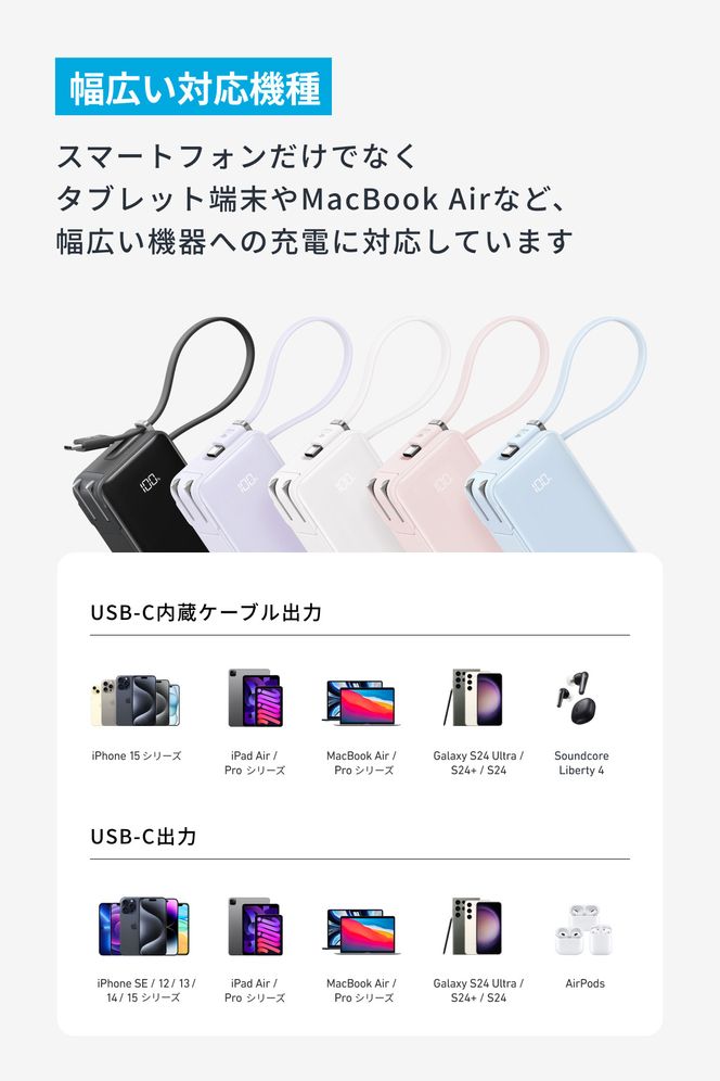 アンカー Anker Power Bank (10000mAh, Fusion, Built-In USB-C ケーブル) 川崎フロンターレモデル 141305_KJ04