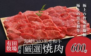 ＜木城白木八重牧場育ちの黒毛和牛厳選焼肉 600ｇ＞ K20_0012_3