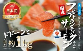 日本初 完全陸上養殖 フジアトランティックサーモン 生 ・冷蔵 4パック 約1kg