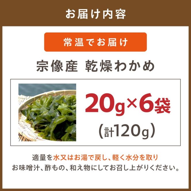 【道の駅むなかた】宗像産 乾燥カットわかめ 20g×6袋セット（計120g）_HA0444