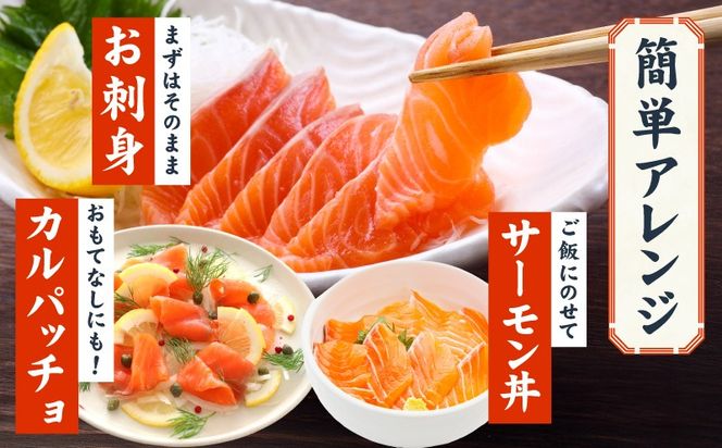 G3713 【定期便】アトランティックサーモン 1kg 全2回【2026年1月＆2026年4月発送 小分け 200g×5P 柵切り 刺身 魚介 海鮮 さーもん 生食】