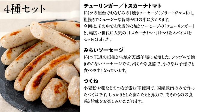 【2026年4月より順次出荷】国産 豚 ソーセージ 職人が作る 無塩せき ソーセージ3種 と つくね セット いくとせ 無塩せき プレゼント 内祝 BBQ キャンプ ウインナー おかず おつまみ 食品 粗挽き 焼き 機内食 ドイツ 職人 厳選 酒 米 肉 詰め合せ セット お試し 食べ比べ 詰め合わせ