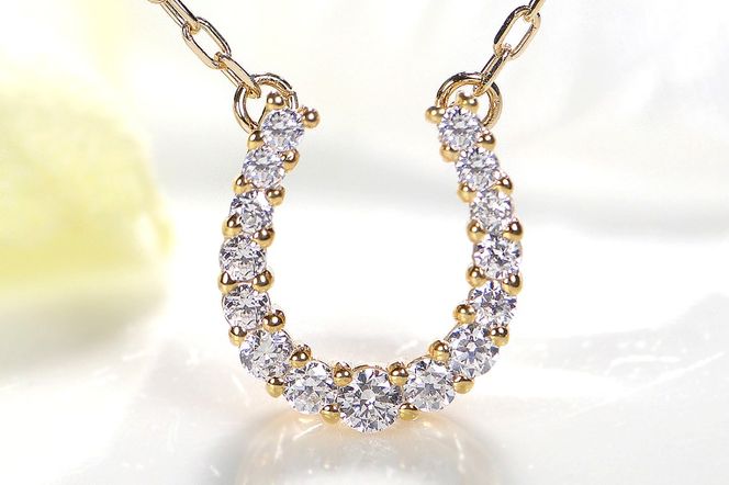 K18YG 0.2ct 馬蹄 ダイヤモンド ネックレス ペンダント EmN0021-18Y SWCJ007