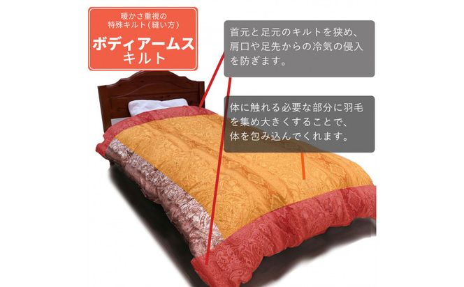 羽毛布団 シングル フランス産 ダックダウン90% 1.3kg (ブルー) ボディーアームスキルト 380dp 322032_BD019VC02