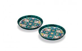 ペア5.5皿　石畳の図 民芸品 工芸品 雑貨 食器 丸皿 お皿 プレート キッチン雑貨 キッチン用品 172111_CY3077