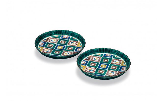 ペア5.5皿　石畳の図 民芸品 工芸品 雑貨 食器 丸皿 お皿 プレート キッチン雑貨 キッチン用品 172111_CY3077