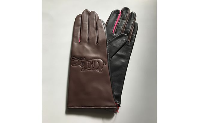 スマホ対応羊革レディース手袋（HIPPO`刺繍）
