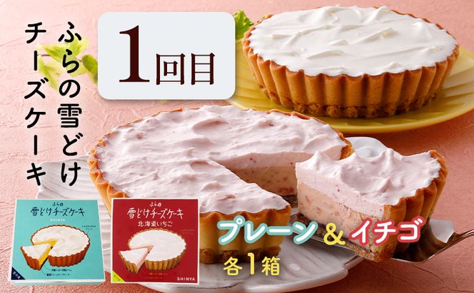 【定期便】人気ふらの銘菓 ふらの雪どけチーズケーキ (プレーン・いちご)(プレーン・ショコラ)2品×全2回 《2ヵ月連続お届け》 イチゴ ショコラ チーズケーキ 菓子 ケーキ スイーツ カステラ 冷凍 定期 お楽しみ 北海道 富良野 富良野市