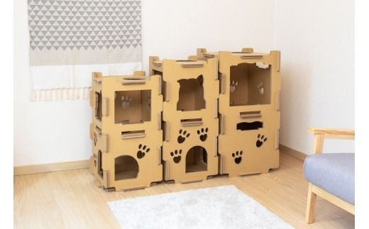 持ち運び・組み立て簡単！段ボール製キャットタワー『にゃんこベース』サイズ：大