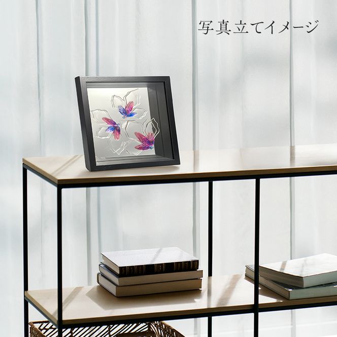 【壁飾り】インテリア　ガラスアート　花ゆめ風E