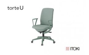イトーキ『トルテＵ』 ハイタイプ 肘付き ナイロンキャスター フレーム：グレイッシュグリーン(KJ-336CF-E3E3F)【EI149W2】