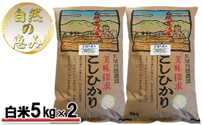 自然農法米こしひかり「自然の恵み」白米5kg×2個《特別栽培米》 お米 コシヒカリ 特別農法 自然米 化学肥料ゼロ JAS有機栽培 安全なお米 精米 