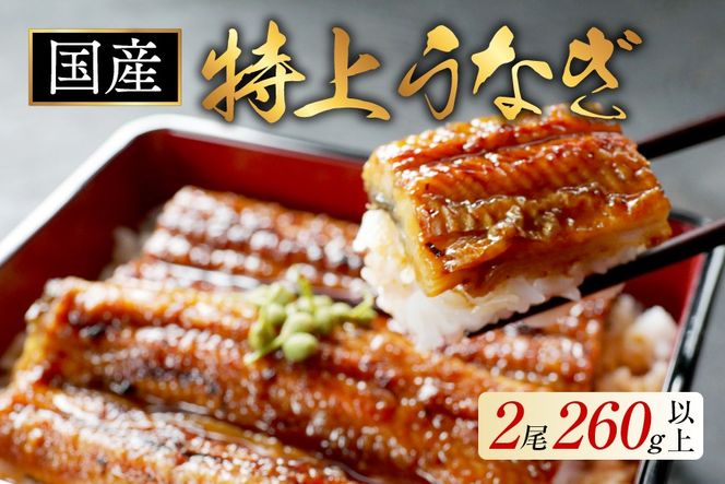 （6月発送）国産　特上うなぎ 2尾 合計 260g 以上【OT000O130_006】